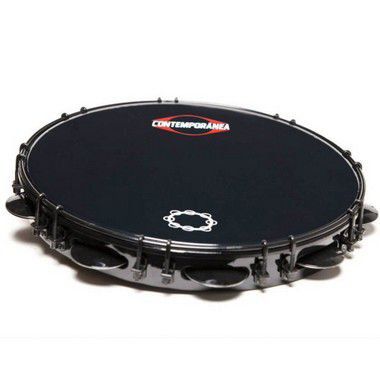 Pandeiro Contemporanea Black 12'' Formica Preta 40pbcf