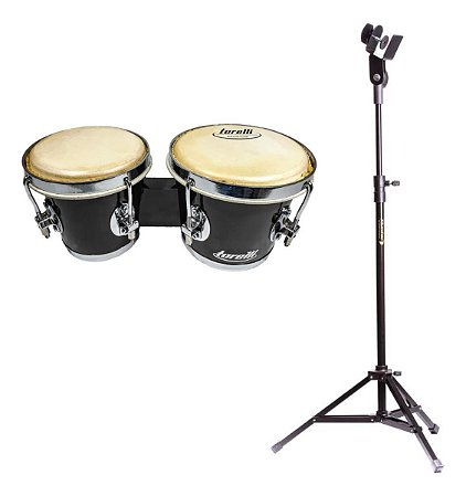 Bongo Preto Torelli Madeira 6x7 Tb010 Com Pedestal