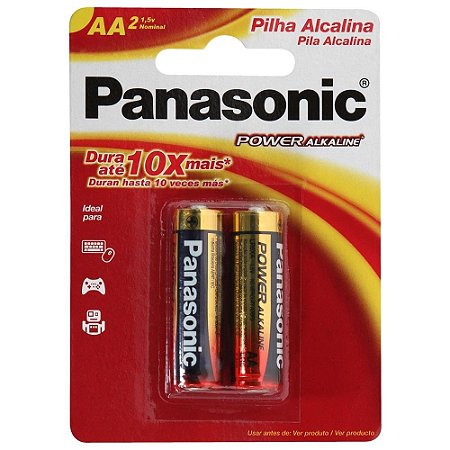 PILHA ALCALINA PANASONIC AA COM 2 UNIDADES