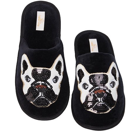 Pantufa Chinelo Adulto Bulldog Com Lantejoula Cotton Day