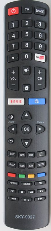 Controle Remoto TV LED Philco com Netflix / Youtube / Smart  SKY-9027