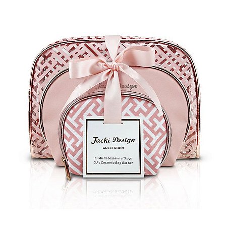 Kit de Necessaire com 3 Peças Diamantes Rosa Jacki Design - ABC17380