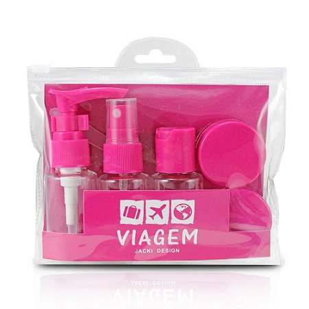 Kit de Frascos para Viagem 7 Peças Pink Jacki Design - AKM20903