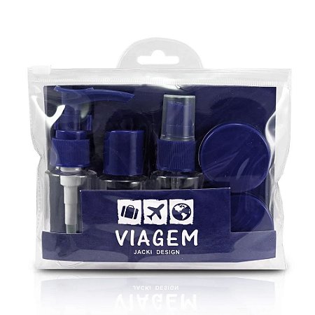 Kit de Frascos para Viagem 7 Peças Azul Jacki Design - AKM20903