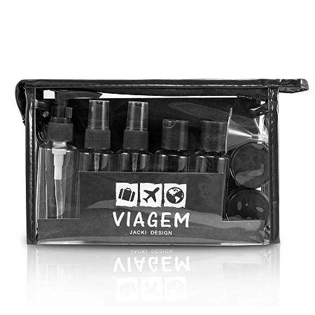 Kit de Frascos Viagem 10 peças Preto Jacki Design - AKM20901