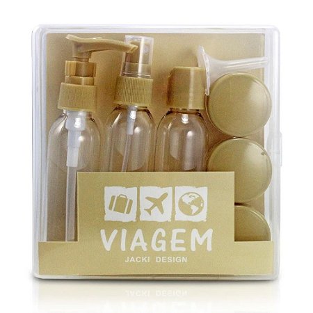 Kit de Frascos para Viagem 9 Peças Bege Jacki Design - AKM20902