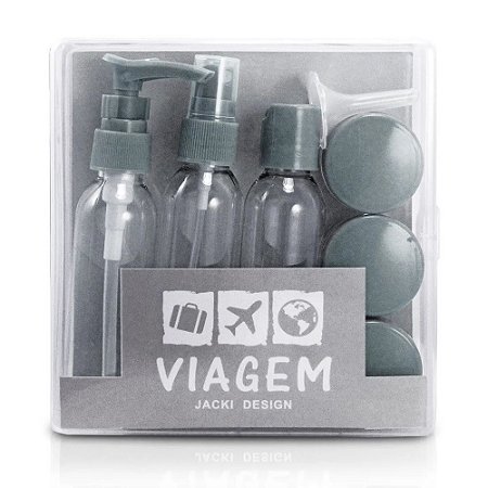 Kit de Frascos para Viagem 9 Peças Cinza Jacki Design - AKM20902