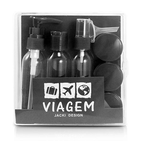 Kit de Frascos para Viagem 9 Peças Preto Jacki Design - AKM20902