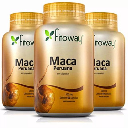 Kit 03 Maca Peruana Fitoway - 500mg - 60 Cáps