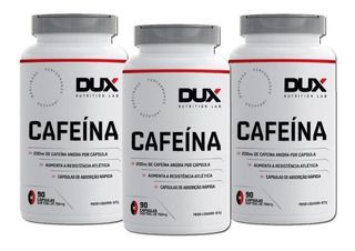 Kit 03x Cafeína - Pote 90 Cápsulas Dux Nutrition