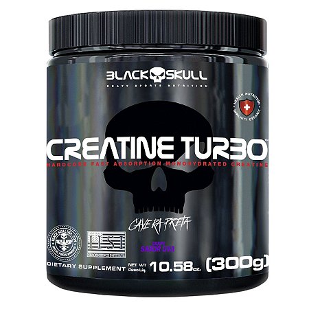 Creatina Turbo - 300g Saborizada - Caveira Preta / Black Skull