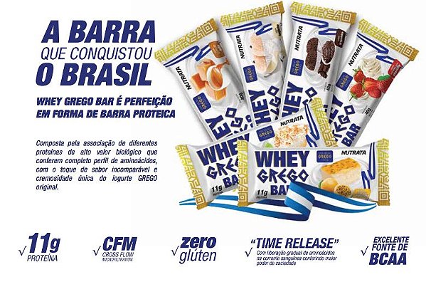 Barra de proteína Grego Bar cx c/ 12 unids - Nutrata