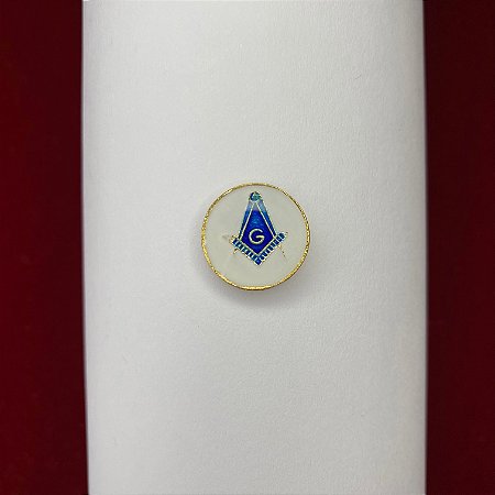 Pin Esquadro e Compasso Azul e Dourado com fundo branco