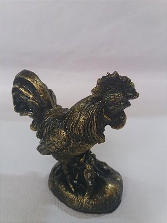 Estatua mini galo em gesso dourado