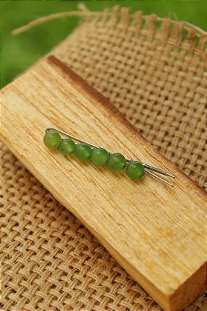 Grampo de cabelo Quartzo Verde 6mm