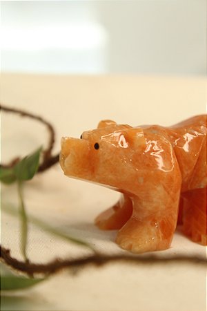 Urso Cristal Calcita Laranja