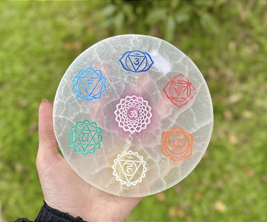 Placa de Selenita Branca - 7 Chakras
