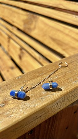 Brinco Elfa prata - Quartzo Azul