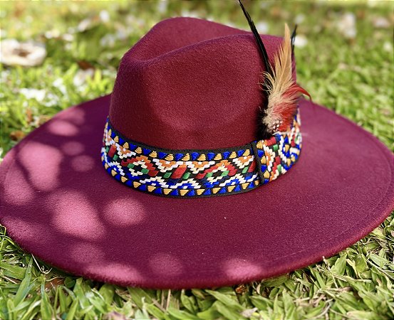 Chapéu Peruano - Marsala com Pena