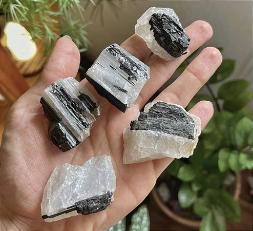 Turmalina Negra na Base de Quartzo Pequena - Bruta