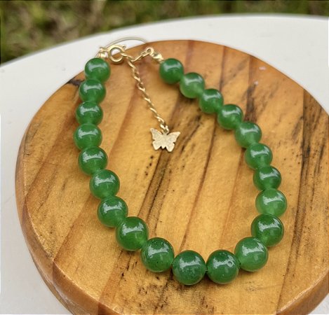 Pulseira Quartzo Verde - Dourada