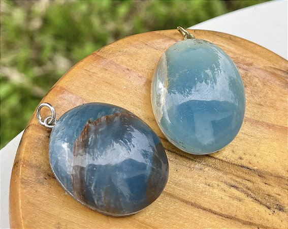 Pingente Oval Ônix Azul