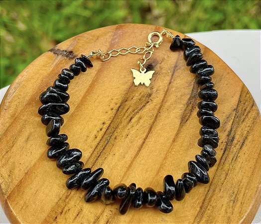 Pulseira Turmalina Negra - Dourada