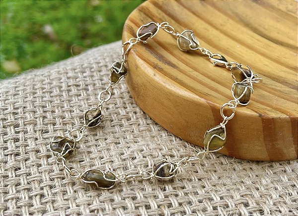 Pulseira Olho de Tigre - Dourada