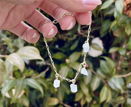 Pulseira Água Marinha - Dourada