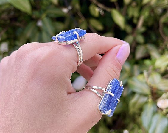 Anel Cianita Azul - Prata
