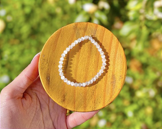 Pulseira Selenita Branca 4mm