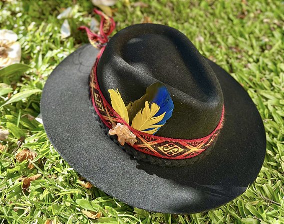 Chapéu Peruano - Preto com Quartzo Tangerina