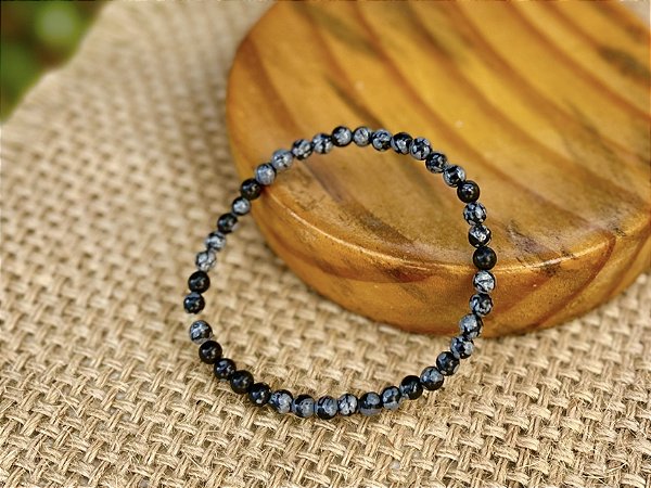 Pulseira Obsidiana Floco de Neve 4mm
