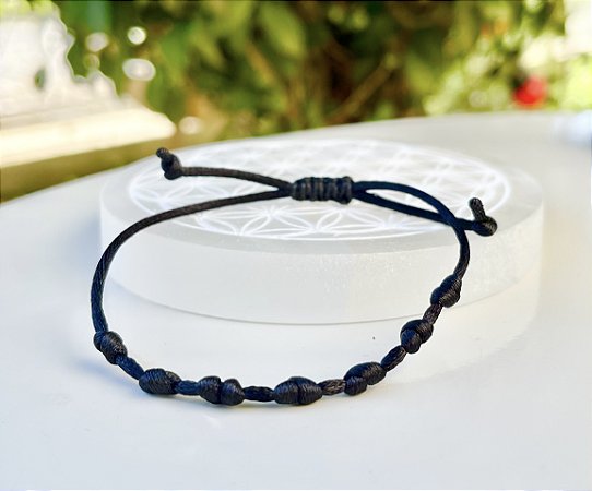 Pulseira Kabbalah 7 Nós - Preta