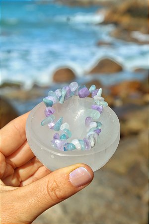Pulseira Ametista + Água Marinha / Cascalho