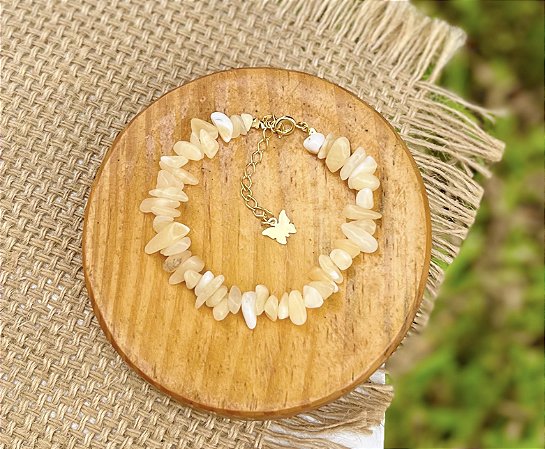 Pulseira Calcita Amarela - Dourada