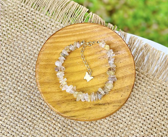 Pulseira Quartzo Rutilado - Dourada