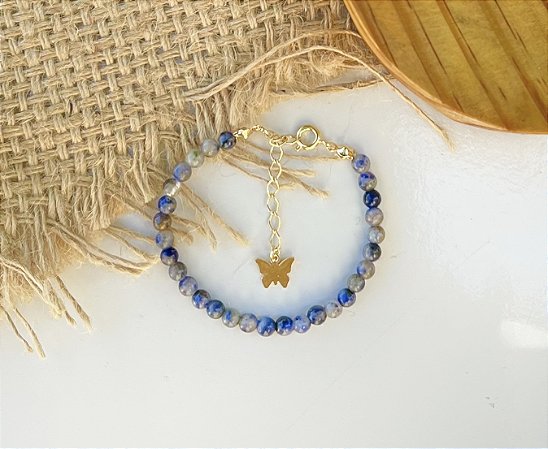 Pulseira Sodalita - Dourado