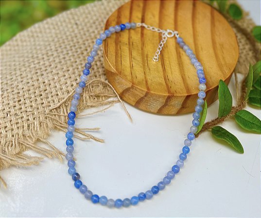 Gargantilha Quartzo Azul 4mm - Prata