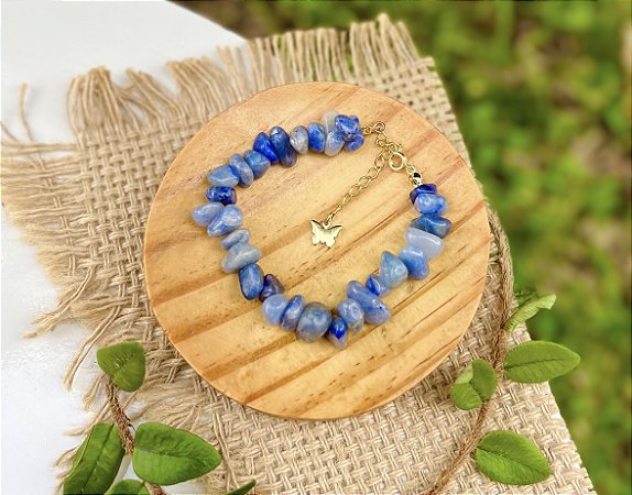 Pulseira Quartzo Azul - Dourada