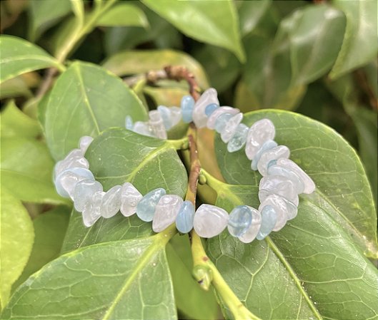 Pulseira Água Marinha com Quartzo Rosa - Cascalho
