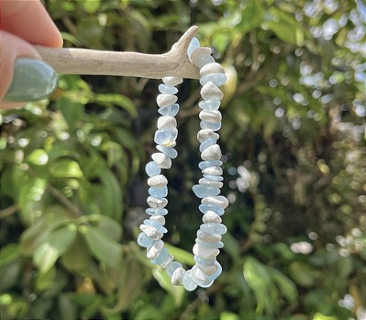 Pulseira Água Marinha com Howlita Branca - Cascalho