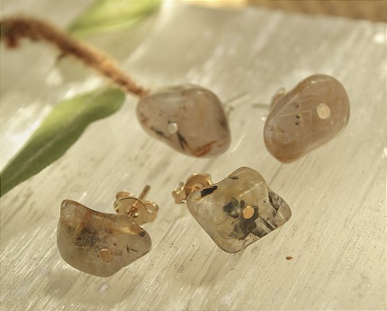 Brinco Sutil - Quartzo Rutilado