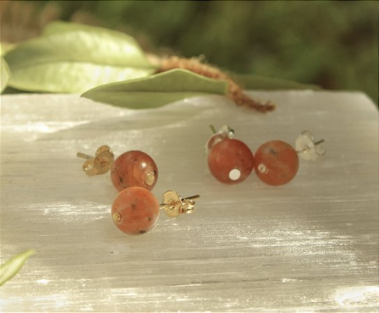 Brinco Calcita Laranja - 8mm