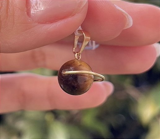 Pingente Saturno Olho de Tigre - Dourado