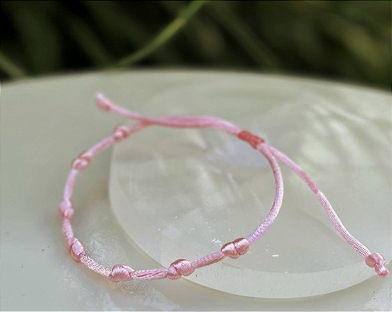Pulseira Kabbalah 7 nós - Rosa