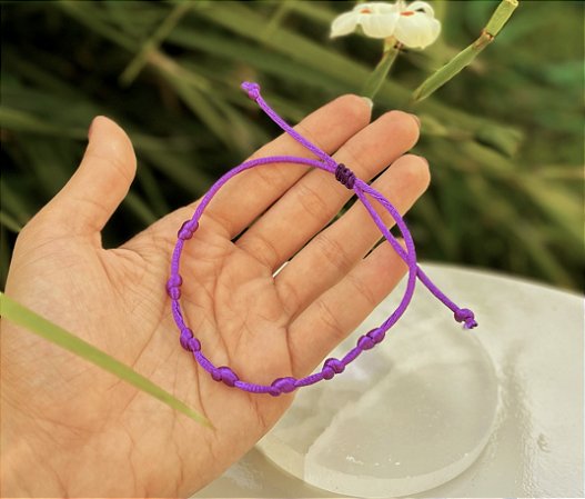 Pulseira Kabbalah 7 nós - Roxa