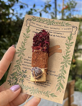 Palo Santo Imantado - Rosa Vermelha com Canela