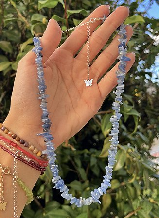 Gargantilha Cianita Azul - Prata