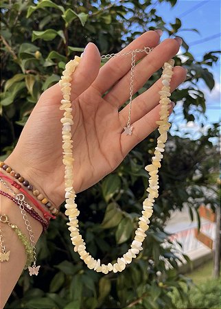 Gargantilha Calcita Amarela - Prata